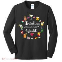 Drinking Around The World Vacation Drinking Showcase Kids Long Sleeve Shirt thumb 0