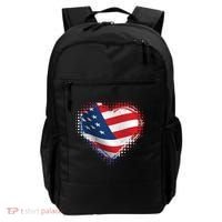 Distressed American USA Flag Heart Backpack thumb 0