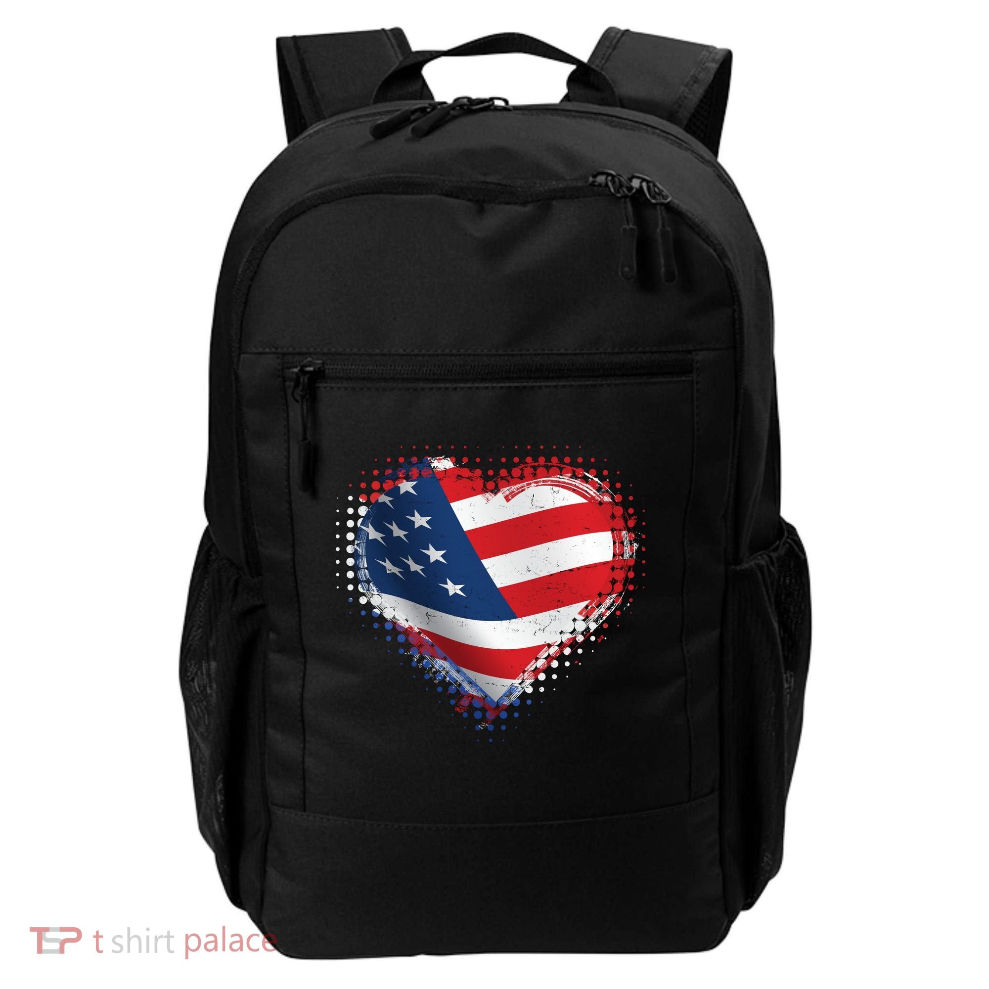 Distressed American USA Flag Heart Backpack