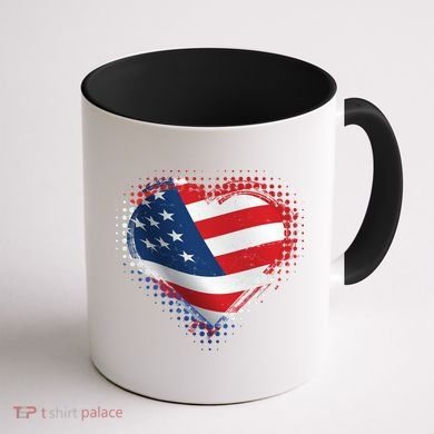 Distressed American USA Flag Heart Coffee Mug back