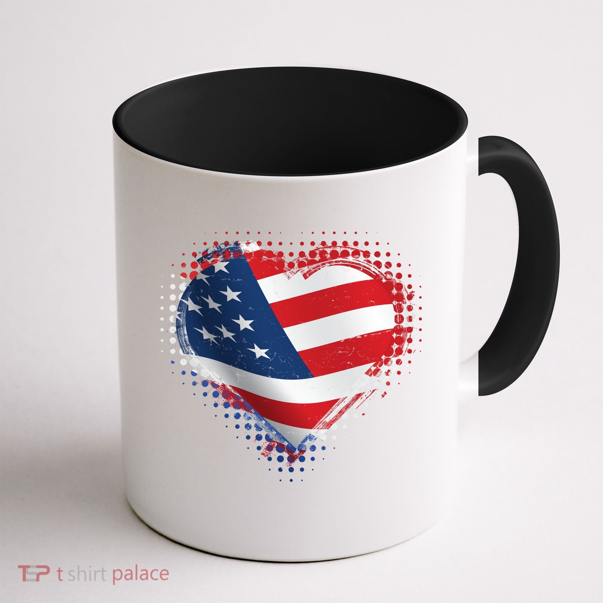 Distressed American USA Flag Heart Coffee Mug
