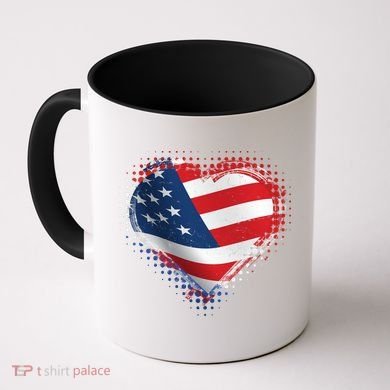 Distressed American USA Flag Heart Coffee Mug