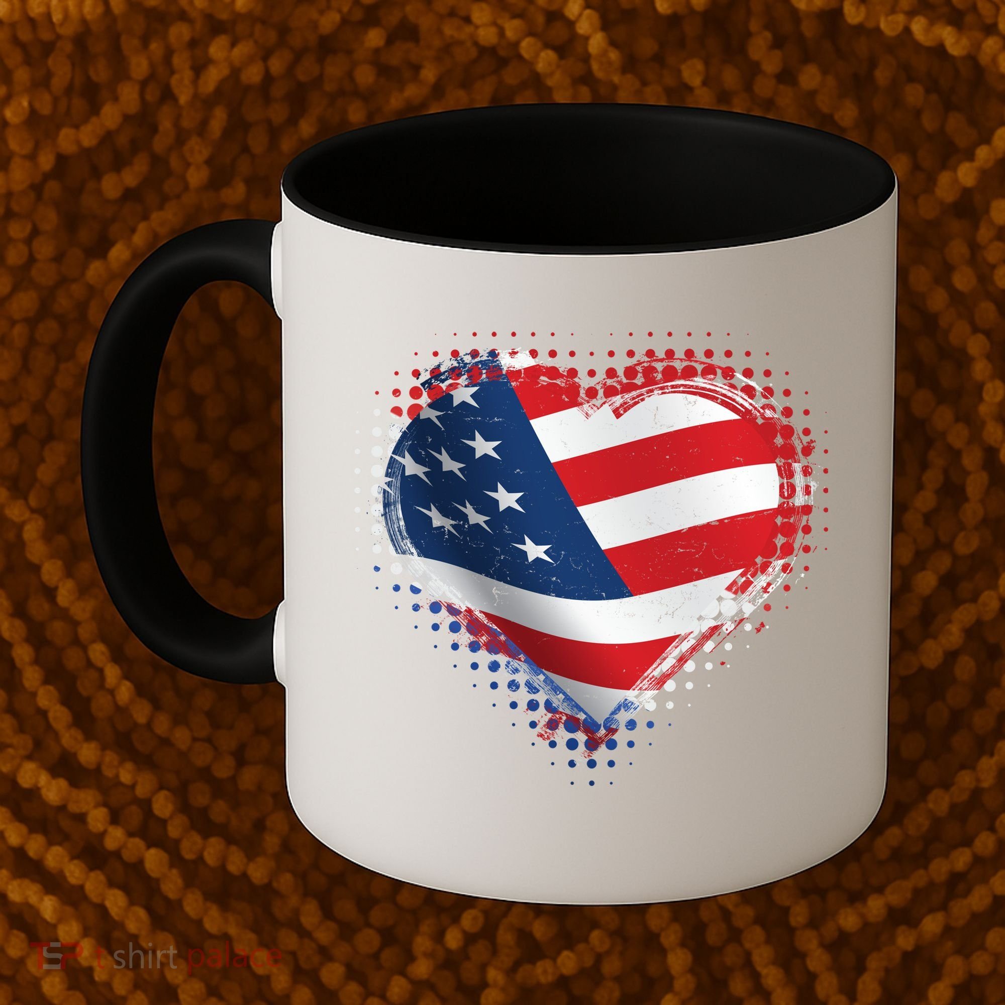 Distressed American USA Flag Heart Coffee Mug