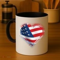 Distressed American USA Flag Heart Coffee Mug thumb 4