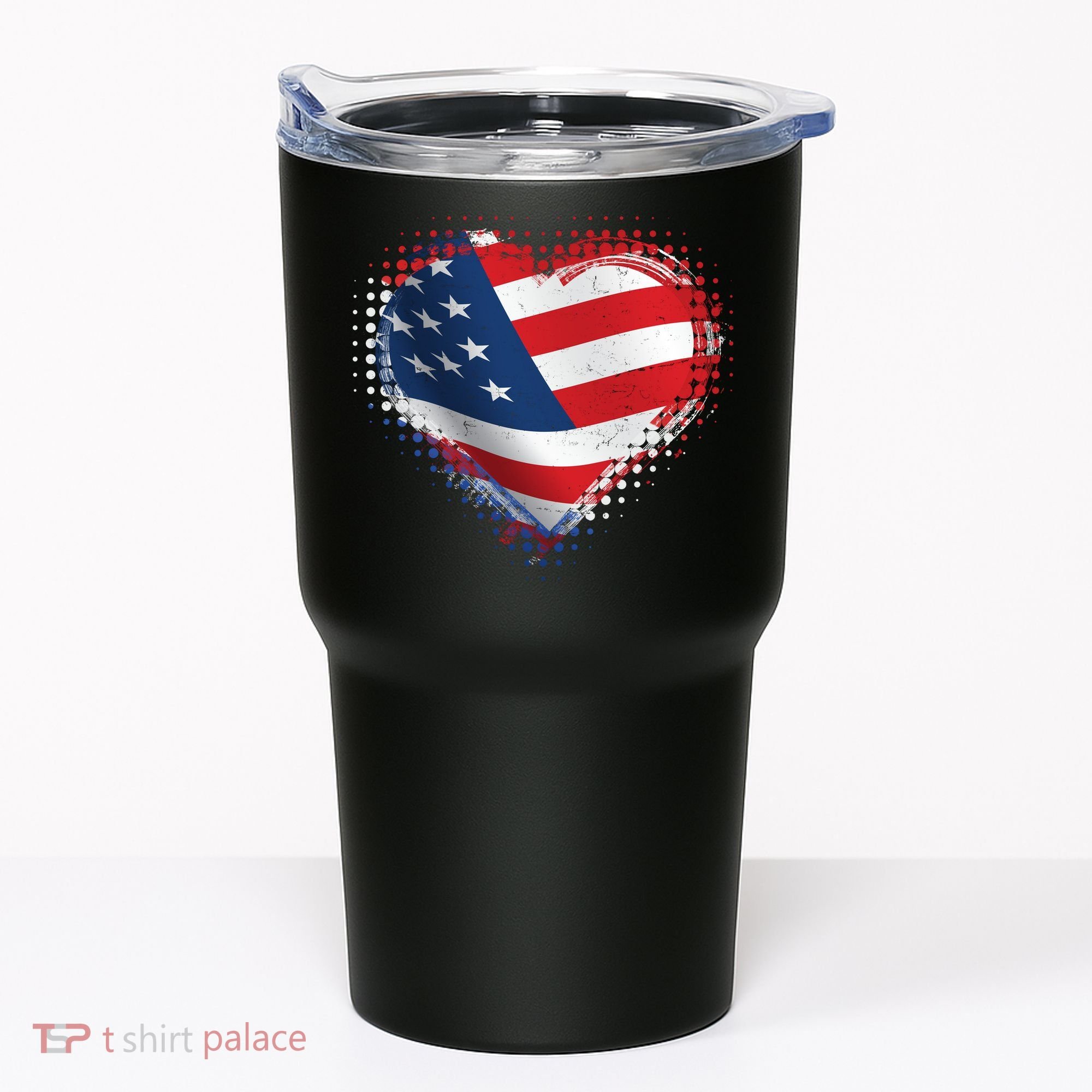 Distressed American USA Flag Heart Tumbler