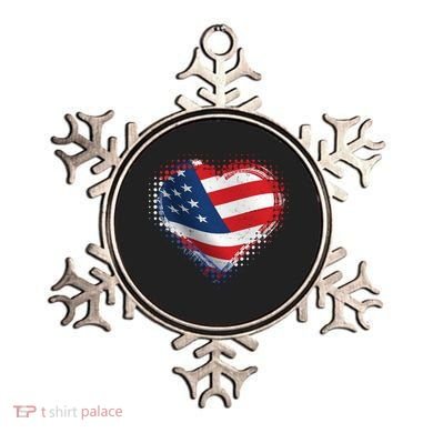 Distressed American USA Flag Heart Ornament