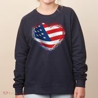 Distressed American USA Flag Heart Women's Sweatshirt thumb 0