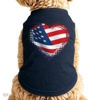 Distressed American USA Flag Heart Doggie Tank thumb 0