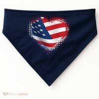 Distressed American USA Flag Heart USA-Made Doggie Bandana thumb 0