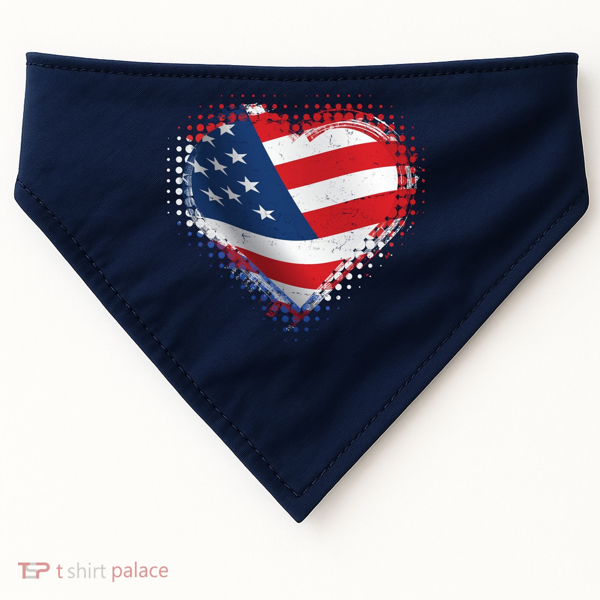Distressed American USA Flag Heart USA-Made Doggie Bandana