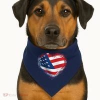 Distressed American USA Flag Heart USA-Made Doggie Bandana thumb 1