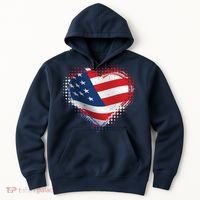 Distressed American USA Flag Heart Hoodie thumb 0