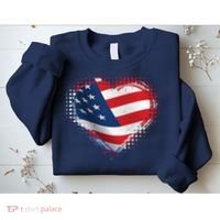 Distressed American USA Flag Heart Sweatshirt thumb 2