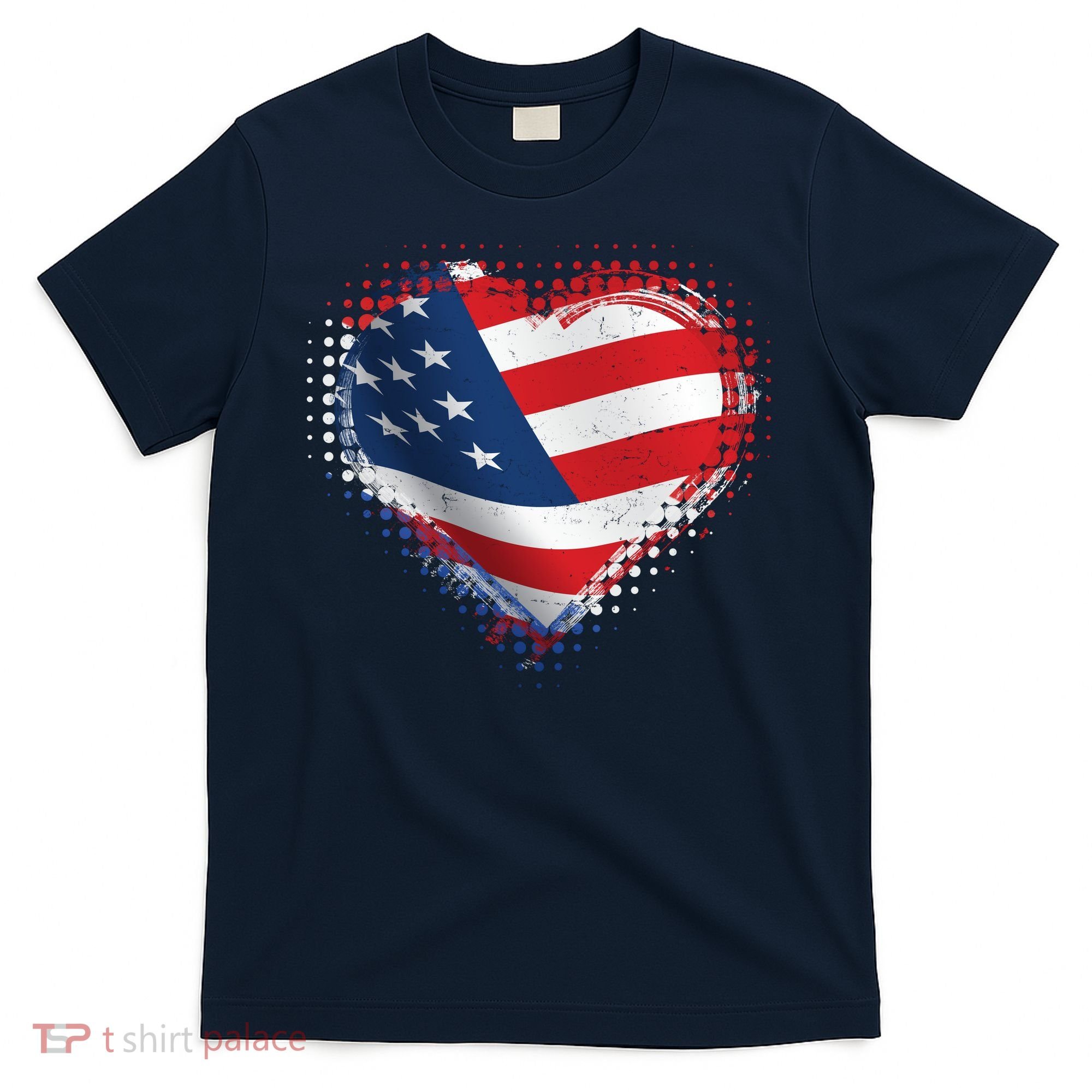 Distressed American USA Flag Heart T-Shirt