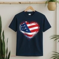 Distressed American USA Flag Heart T-Shirt thumb 2
