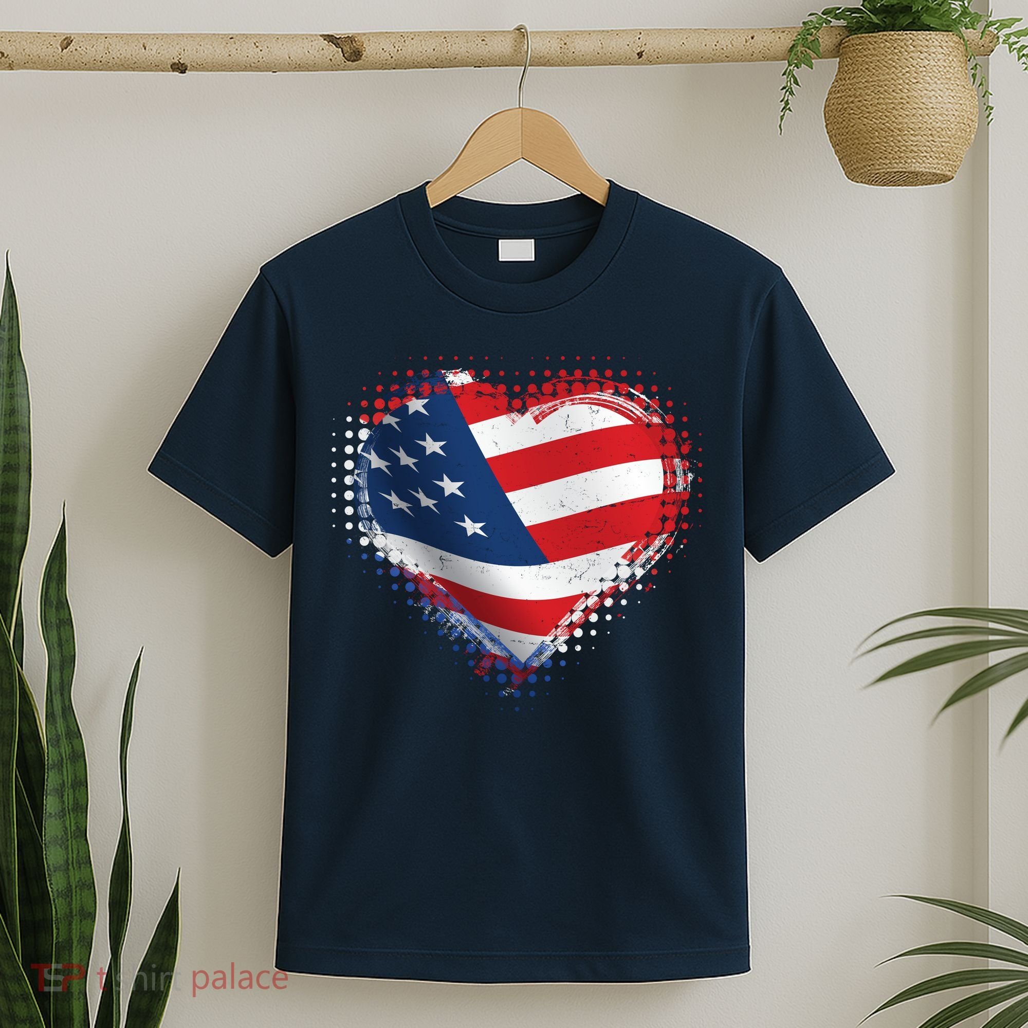 Distressed American USA Flag Heart T-Shirt