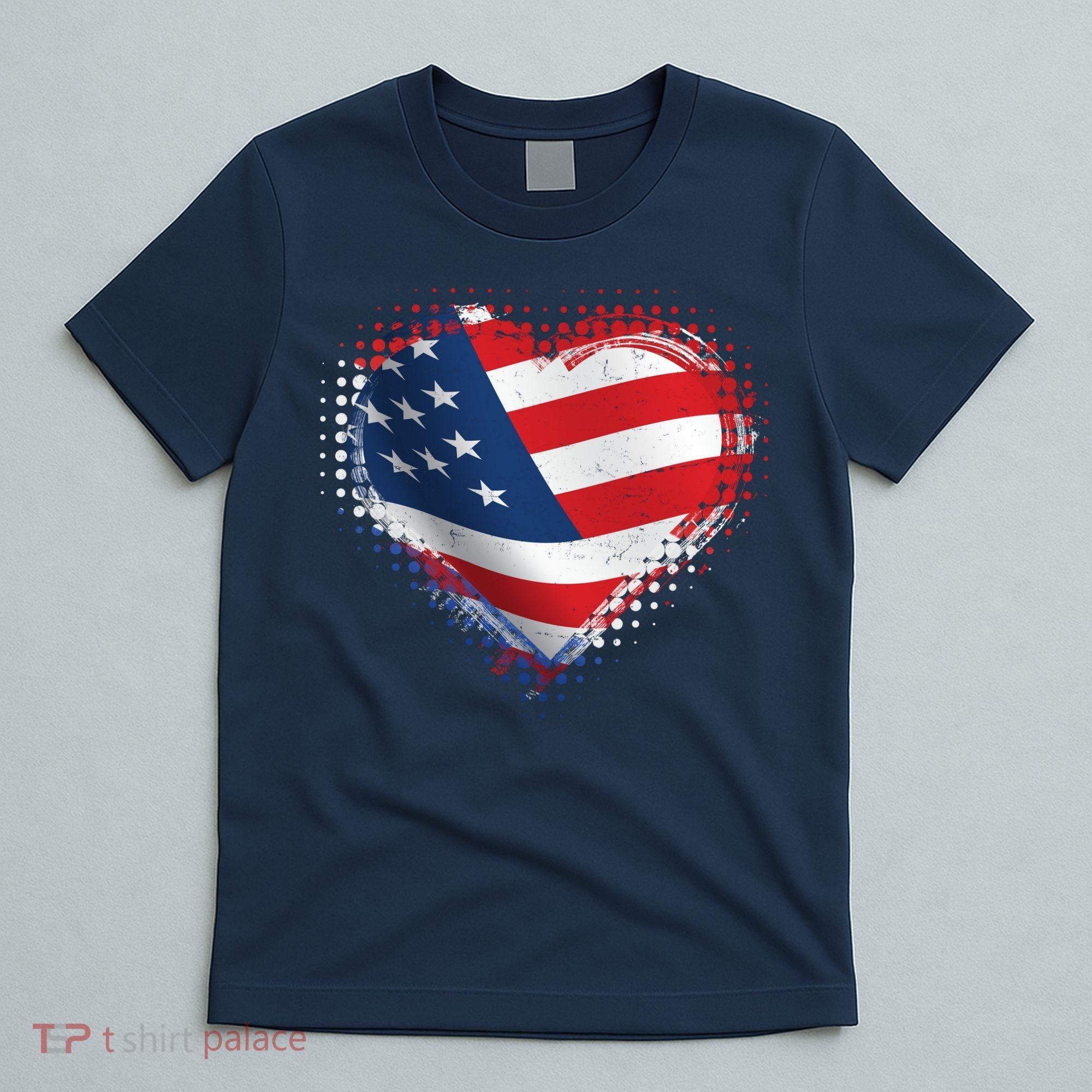 Distressed American USA Flag Heart T-Shirt