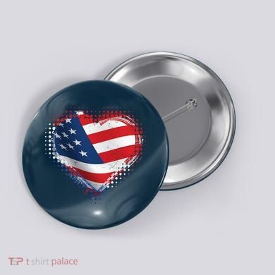 Distressed American USA Flag Heart Button