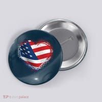 Distressed American USA Flag Heart Button thumb 0