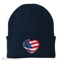 Distressed American USA Flag Heart Beanie thumb 0