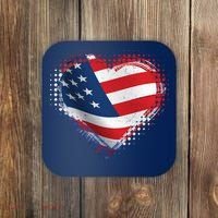 Distressed American USA Flag Heart Coaster thumb 0