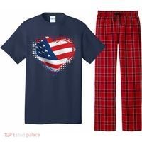 Distressed American USA Flag Heart Pajama Set thumb 0