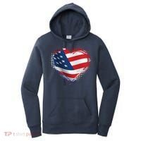 Distressed American USA Flag Heart Women's Hoodie thumb 0