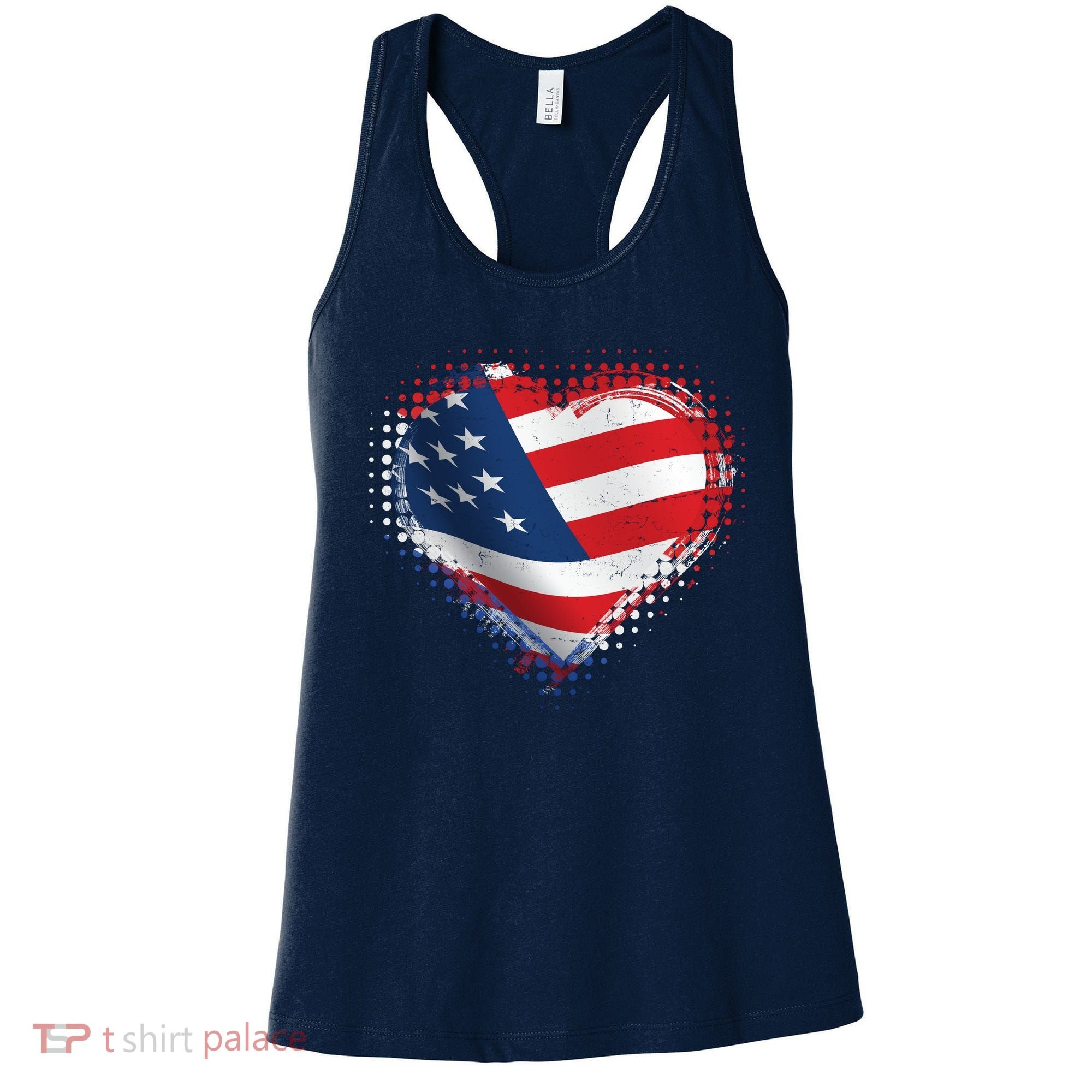 Distressed American USA Flag Heart Women's Tank Top
