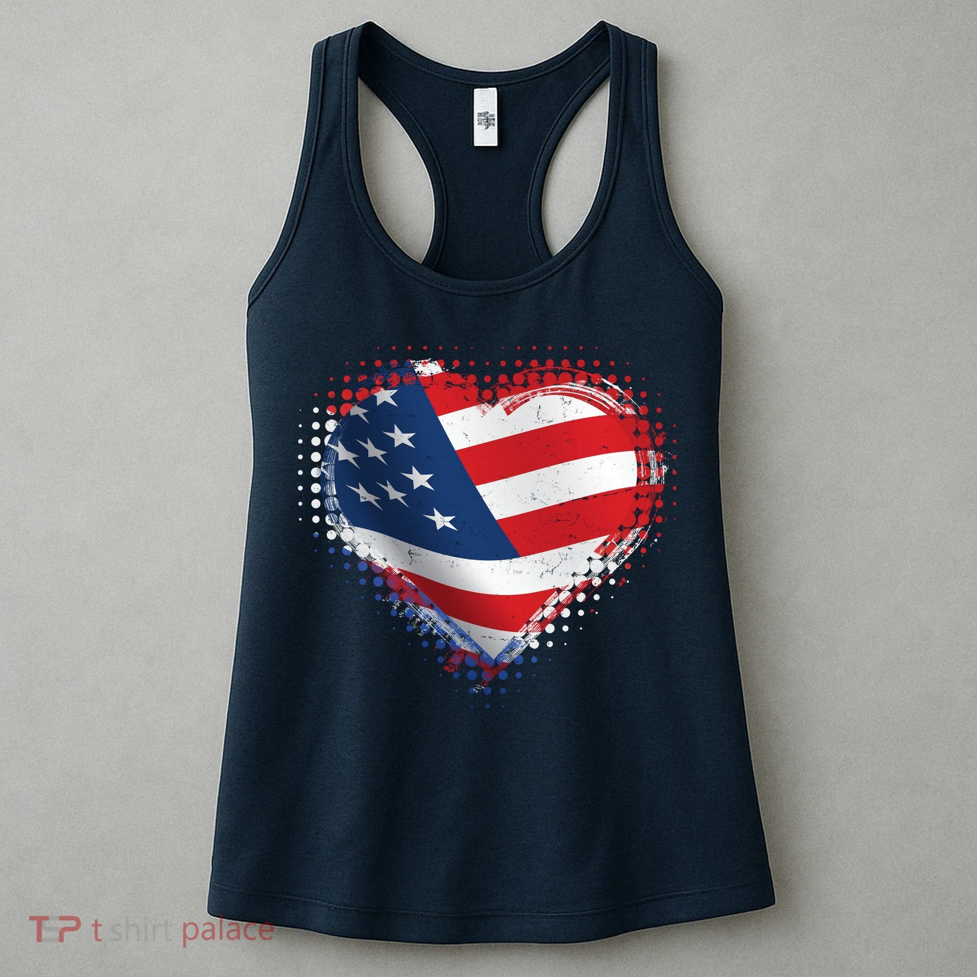 Distressed American USA Flag Heart Women's Tank Top