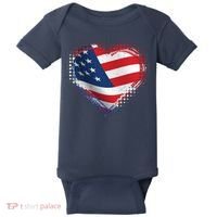 Distressed American USA Flag Heart Baby Bodysuit thumb 0