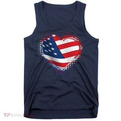 Distressed American USA Flag Heart Tank Top