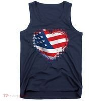 Distressed American USA Flag Heart Tank Top thumb 0