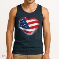 Distressed American USA Flag Heart Tank Top thumb 3