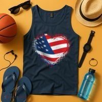 Distressed American USA Flag Heart Tank Top thumb 4