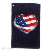 Distressed American USA Flag Heart Golf Towel thumb 0