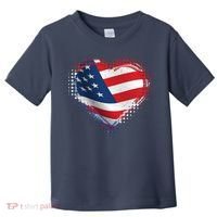 Distressed American USA Flag Heart Toddler T-Shirt thumb 0