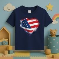 Distressed American USA Flag Heart Toddler T-Shirt thumb 3