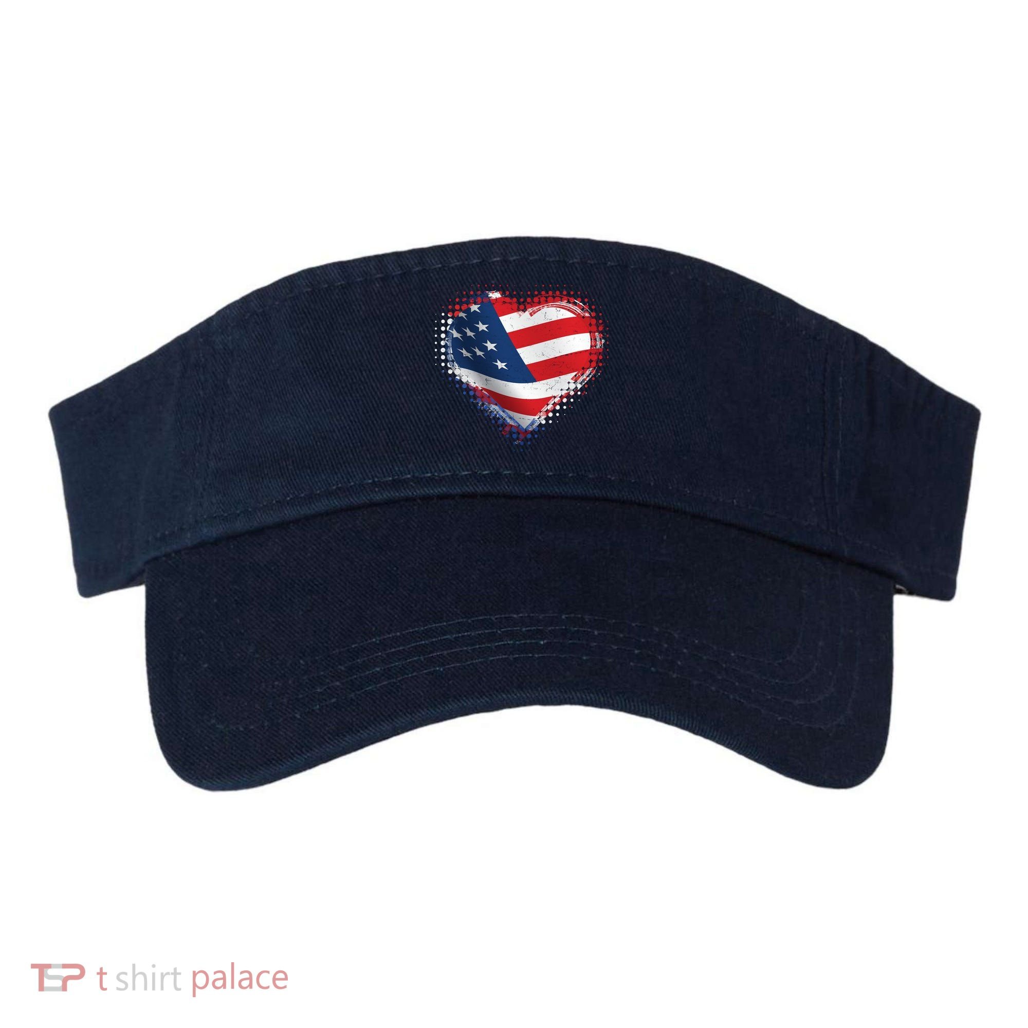Distressed American USA Flag Heart Visor