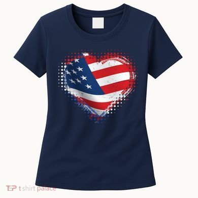 Distressed American USA Flag Heart Women's T-Shirt