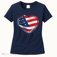 Distressed American USA Flag Heart Women's T-Shirt thumb 0