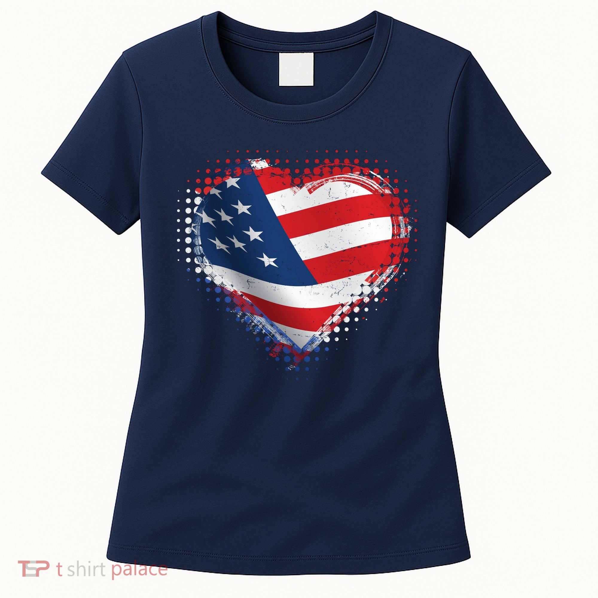 Distressed American USA Flag Heart Women's T-Shirt