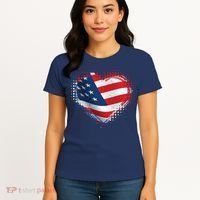 Distressed American USA Flag Heart Women's T-Shirt thumb 4
