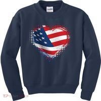 Distressed American USA Flag Heart Kids Sweatshirt thumb 0