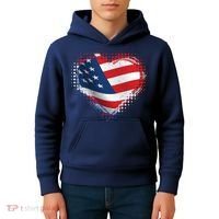 Distressed American USA Flag Heart Kids Hoodie thumb 4
