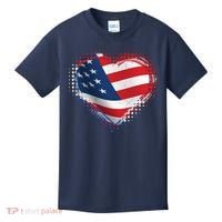 Distressed American USA Flag Heart Kids T-Shirt thumb 0