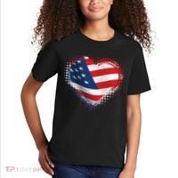 Distressed American USA Flag Heart Kids T-Shirt thumb 2
