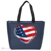 Distressed American USA Flag Heart Tote Bag thumb 0
