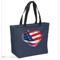 Distressed American USA Flag Heart Tote Bag thumb 2