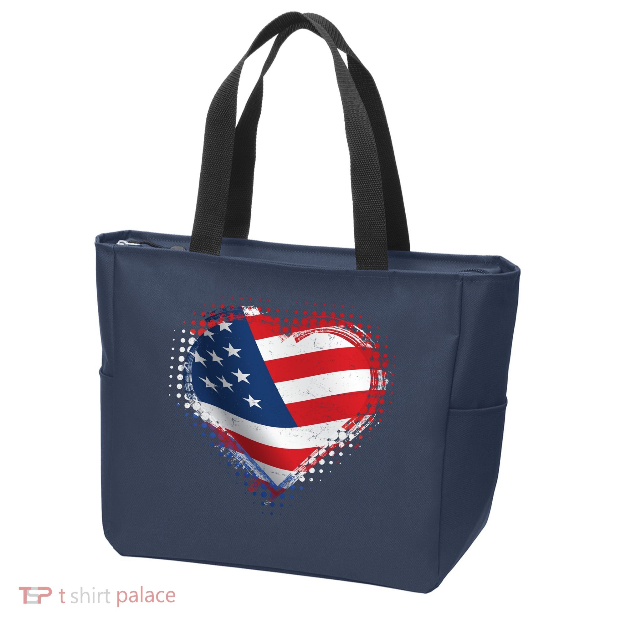 Distressed American USA Flag Heart Tote Bag