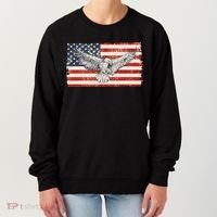 Distressed American USA Flag Eagle Women's Sweatshirt thumb 0